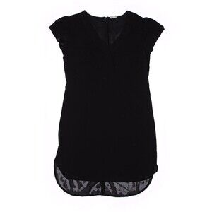 NWOT Japna Black Size S Short Sheath A-Line Cap Sleeve V-Neck Shirt Dress